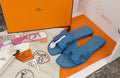 TEXTURED H-CUT LEATHER SLIDE SANDALS
