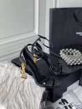 PATENT LEATHER ANKLE-STRAP STATEMENT HEEL SANDALS