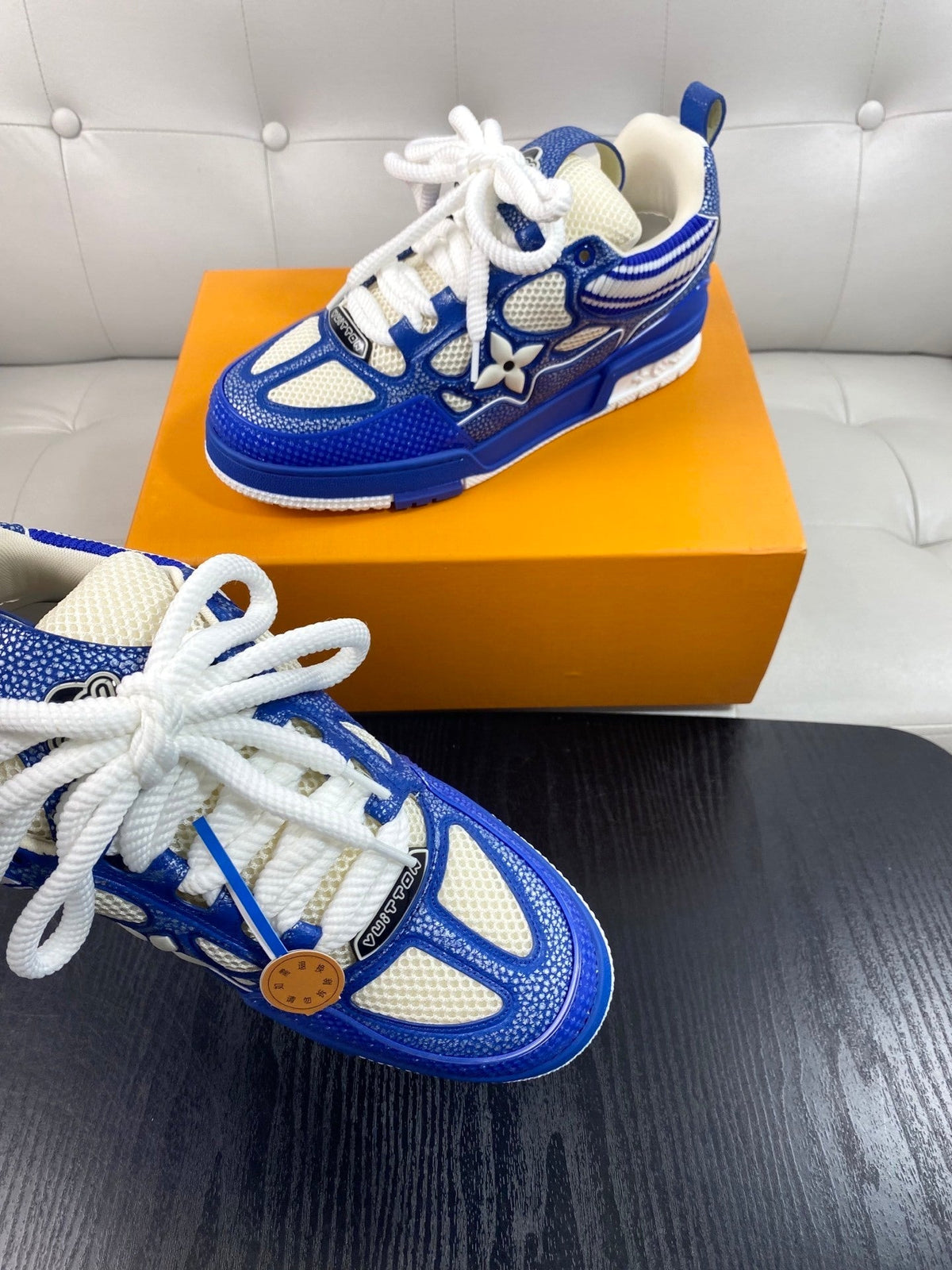 BLUE & CREAM CHUNKY SNEAKERS