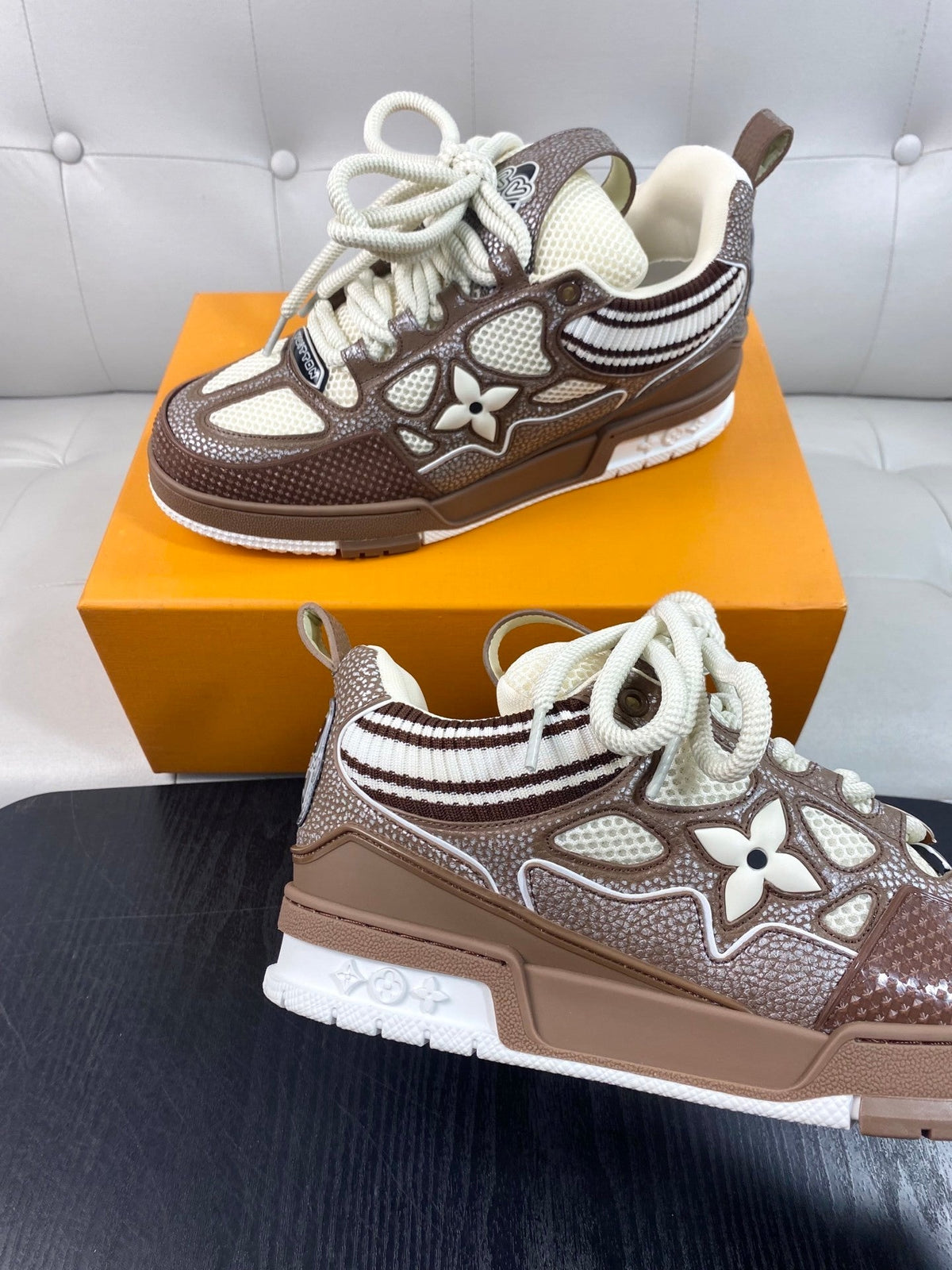 BROWN & CREAM CHUNKY SNEAKERS