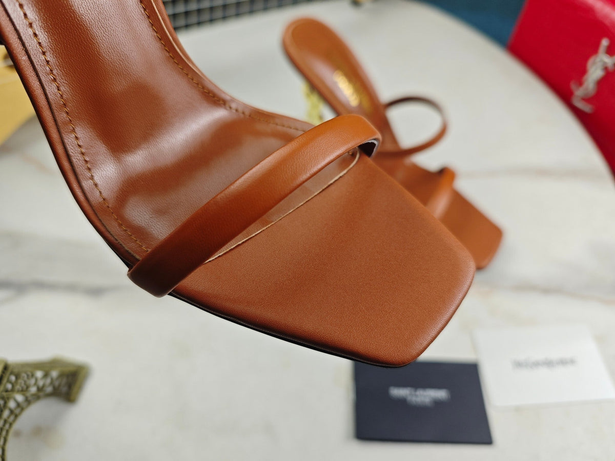 BROWN STRAPPY HIGH HEEL SANDALS