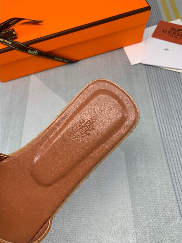 H-CUT LEATHER SLIDES