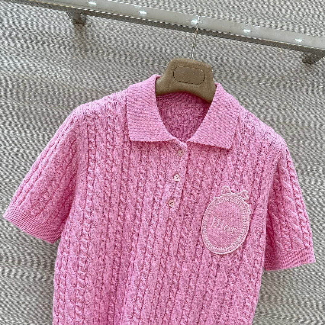 CABLE KNIT SHORT SLEEVE POLO