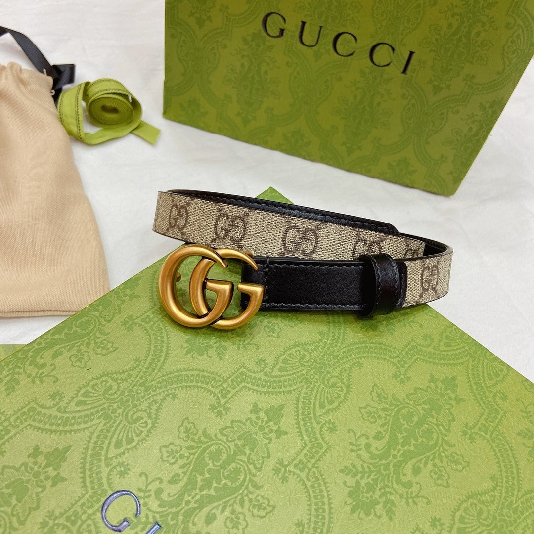 BLACK LEATHER BELT WITH ANTIQUE GOLD DOUBLE G BUCKLE