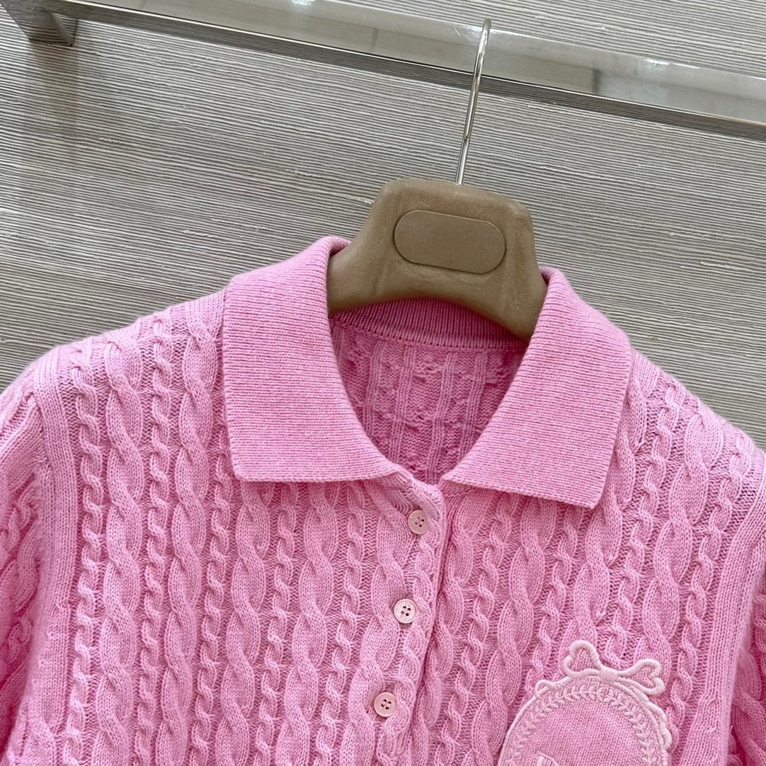 CABLE KNIT SHORT SLEEVE POLO