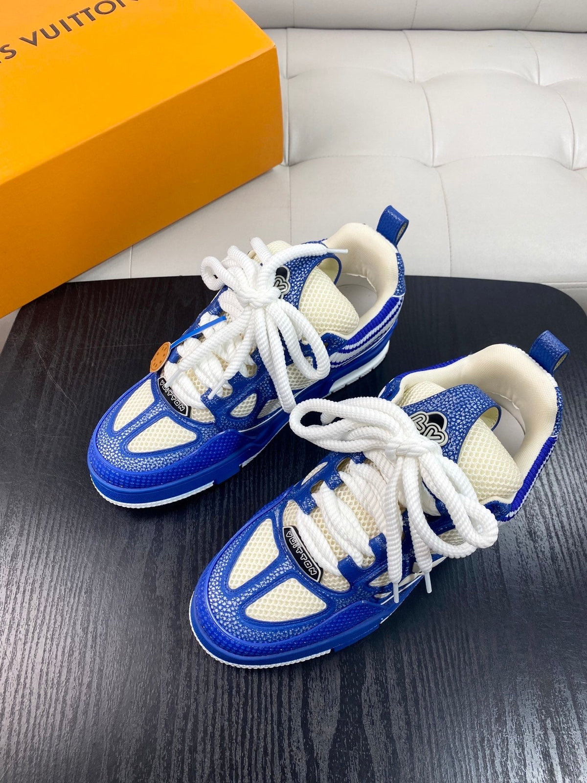 BLUE & CREAM CHUNKY SNEAKERS