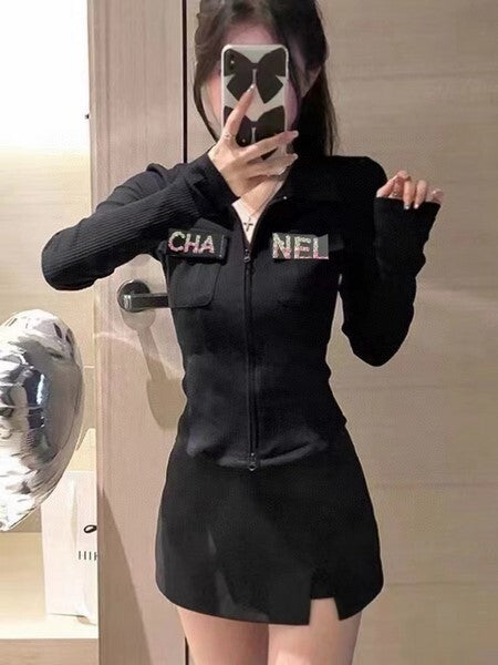ZIP-UP RIBBED MINI DRESS