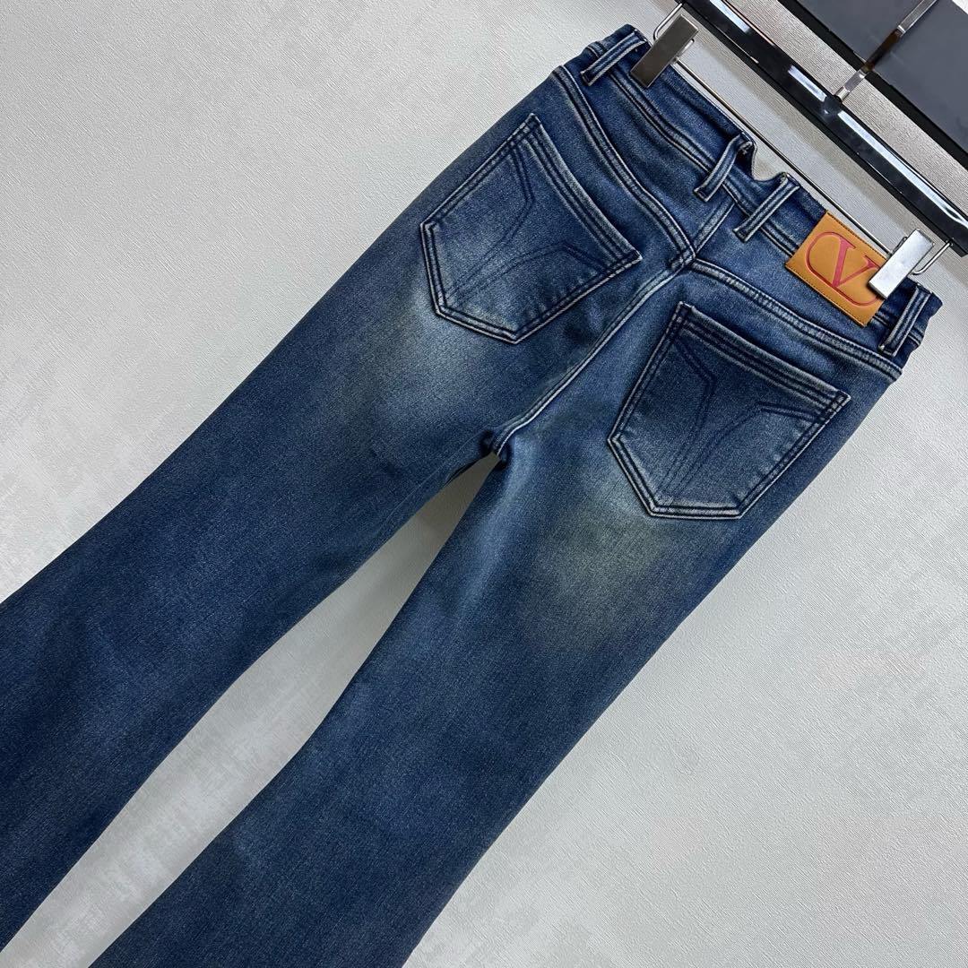 FLARED LEG VINTAGE WASH DENIM JEANS