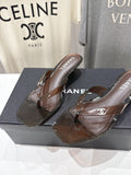 SMOKED BROWN CLEAR HEEL SANDALS
