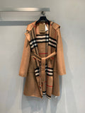 CLASSIC CHECK PANEL BELTED HOODED COAT