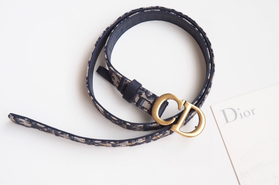 OBLIQUE CANVAS BELT WITH GOLD BUCKLE