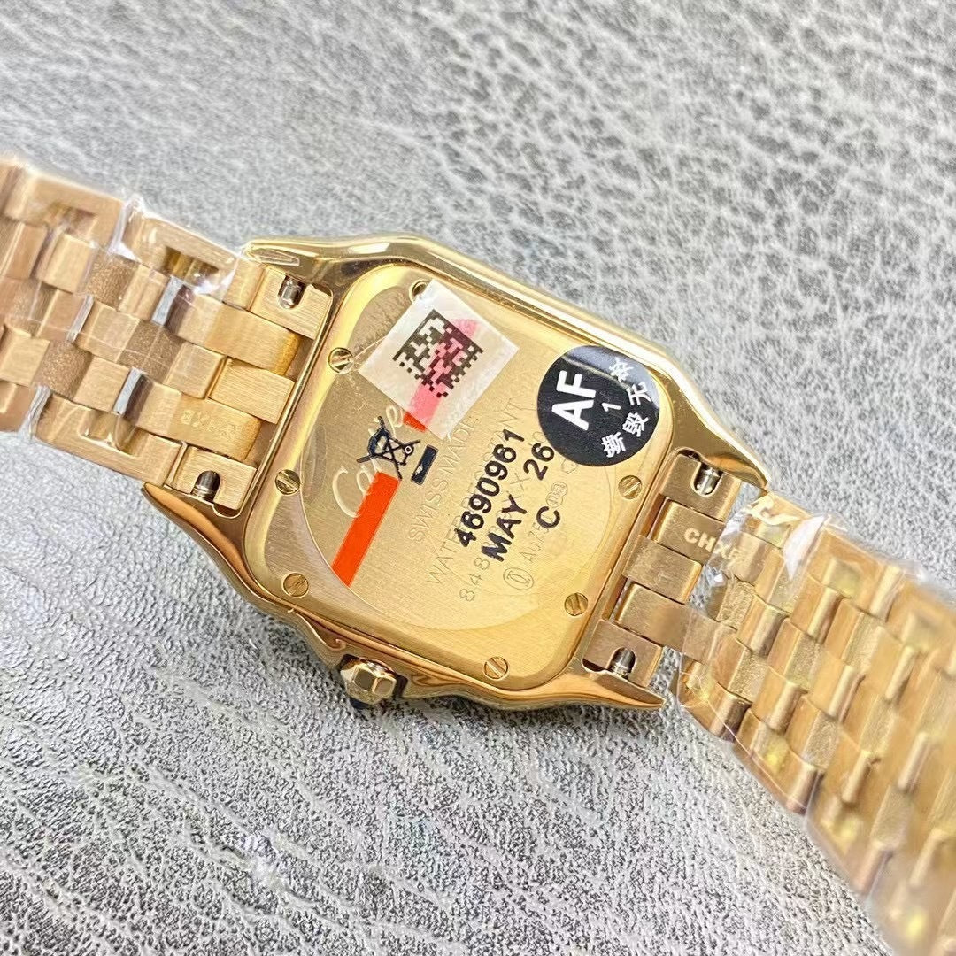 GOLD-TONE SQUARE DIAL WATCH