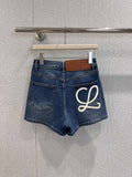 BLUE DENIM HIGH-WAIST SHORTS