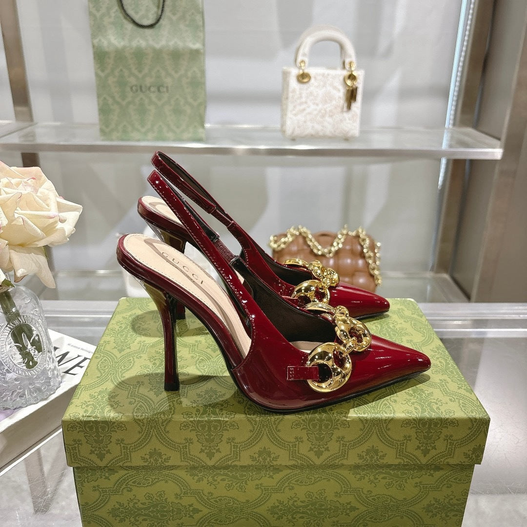 RED PATENT SLINGBACK HEELS