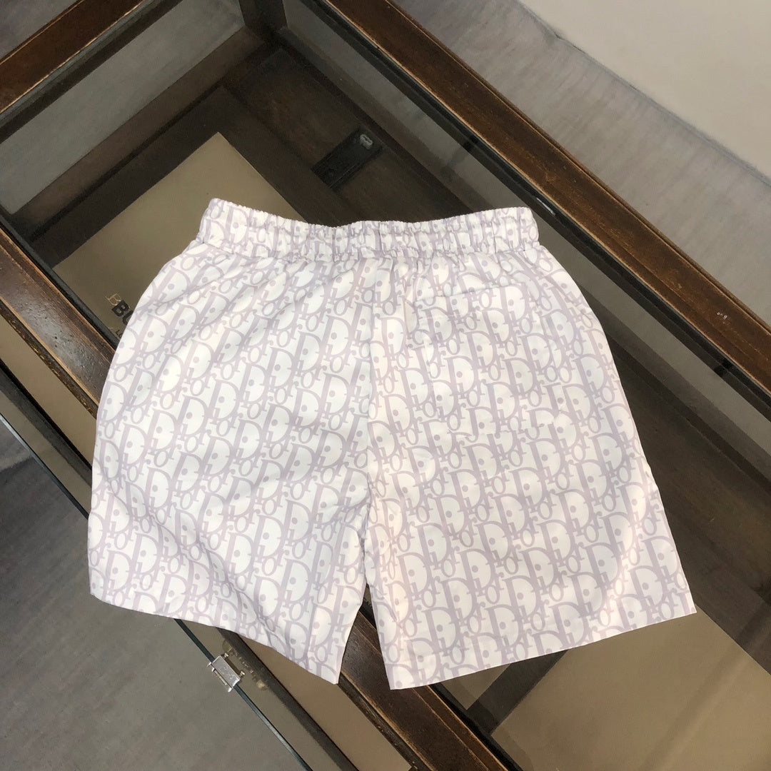 MONOGRAM SWIM SHORTS – LIGHT GREY & WHITE