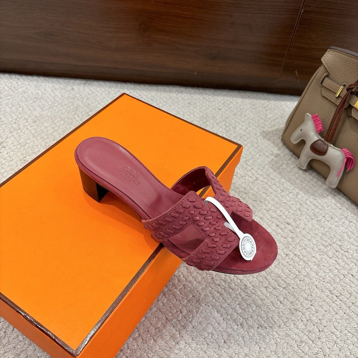 ROSE SUEDE HEELED SLIDE SANDALS