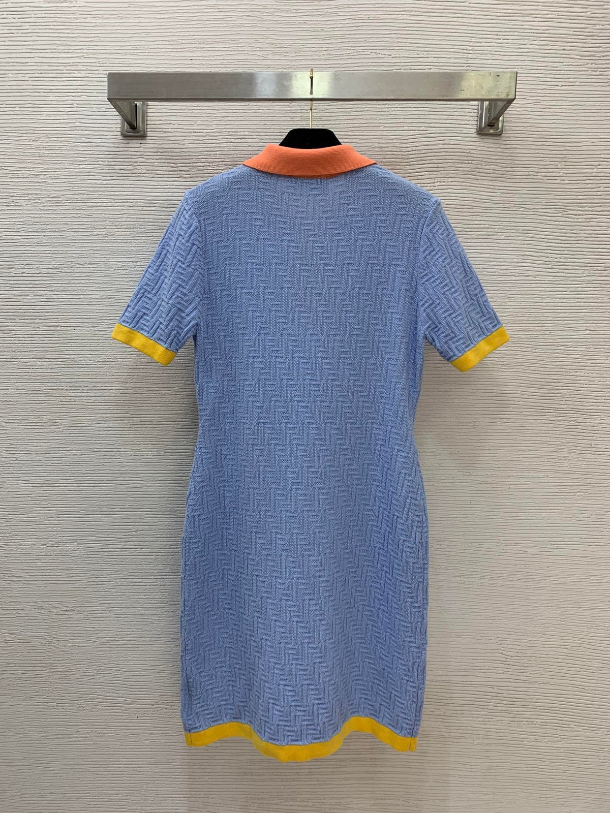 COLOR-BLOCK KNIT POLO DRESS