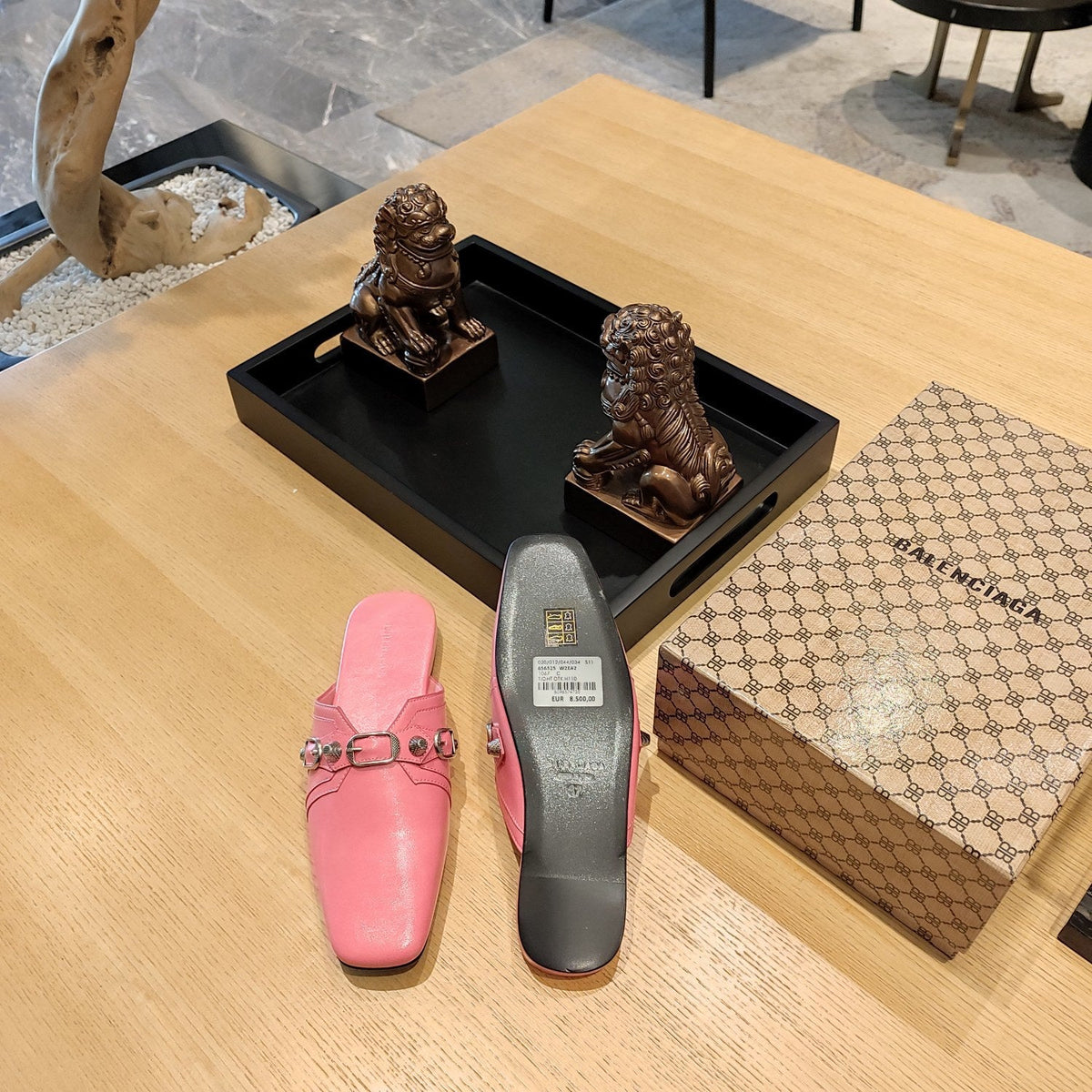PINK BUCKLE DETAIL FLAT MULES