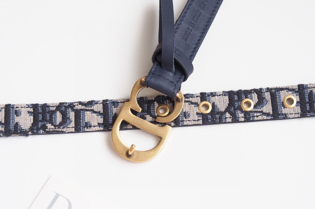 OBLIQUE CANVAS BELT WITH GOLD BUCKLE