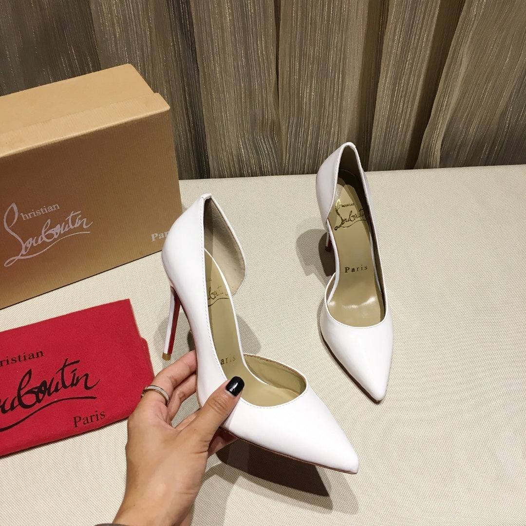 CLASSIC WHITE RED SOLE POINTED TOE PUMPS