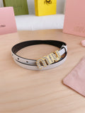 WHITE LEATHER BELT WITH CRYSTAL LETTER BUCKLE