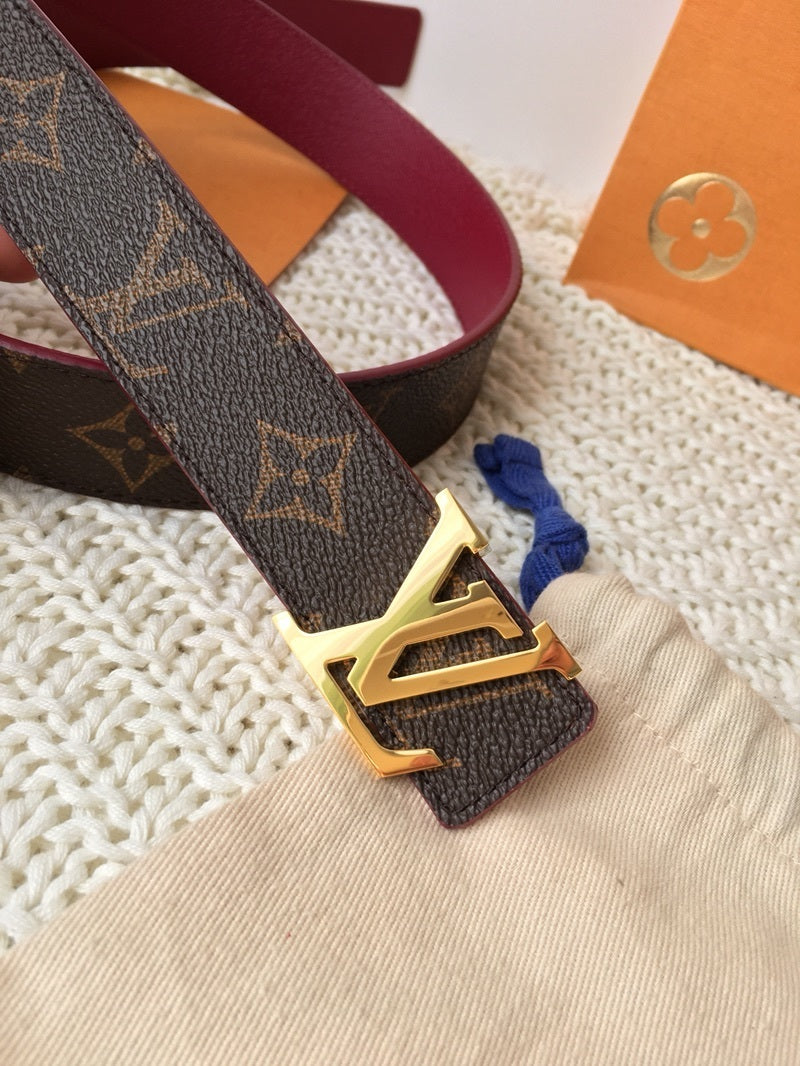 MONOGRAM CANVAS REVERSIBLE BELT WITH GOLD-TONE BUCKLE