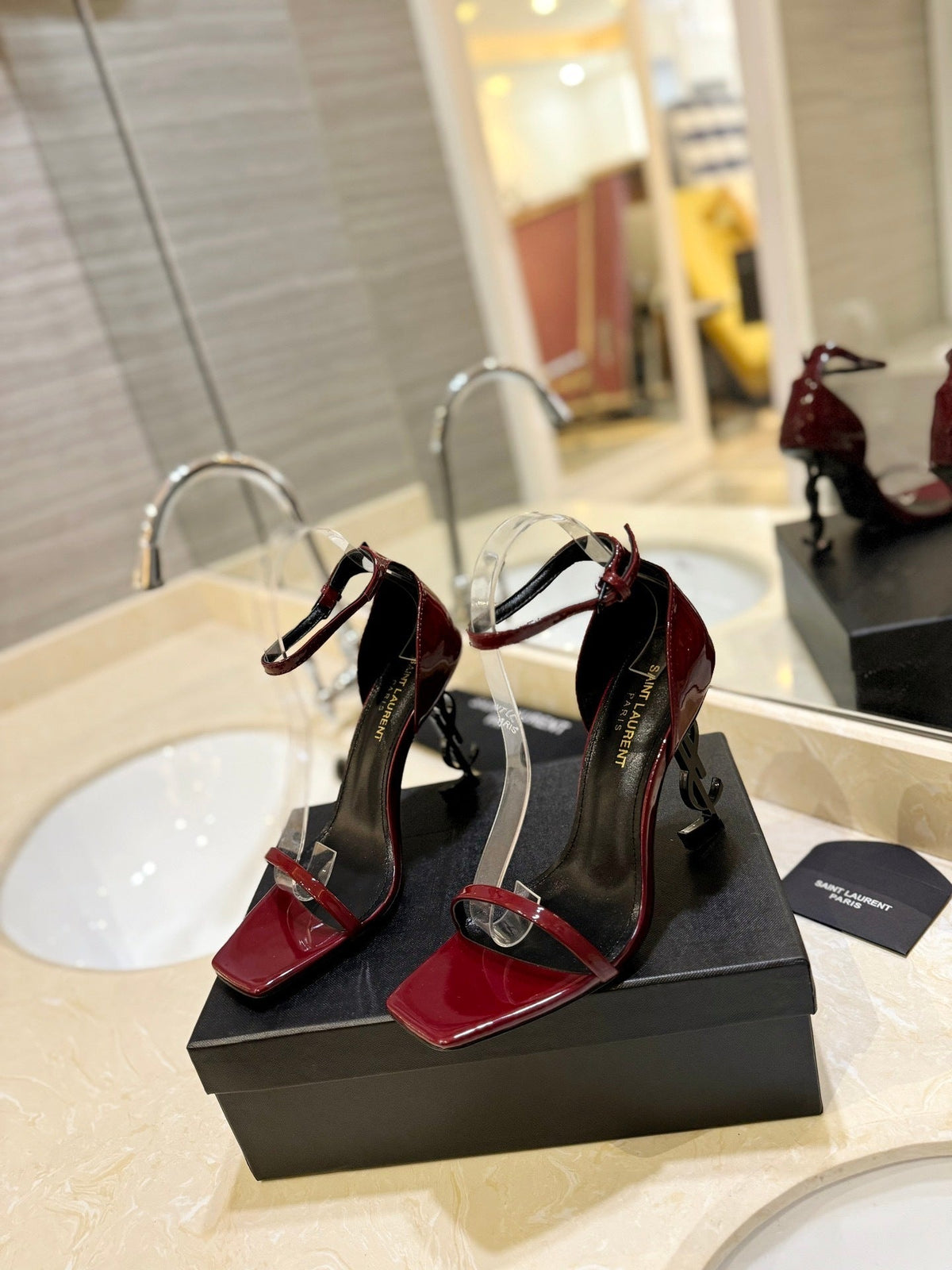 BURGUNDY STRAPPY HIGH HEEL SANDALS