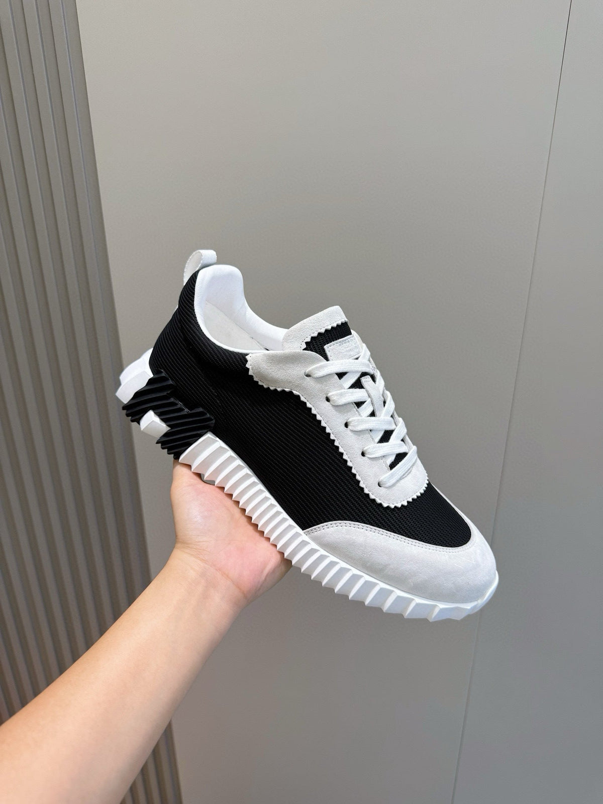 BLACK & WHITE TWO-TONE DESIGNER SNEAKERS