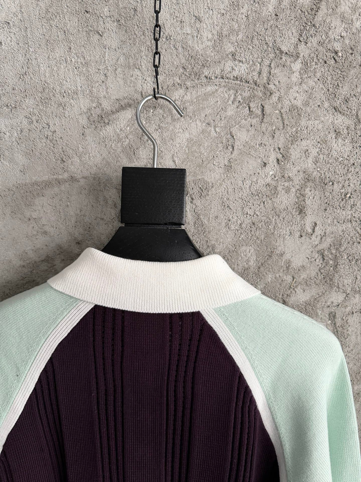 COLORBLOCK RIBBED KNIT LONG-SLEEVE POLO