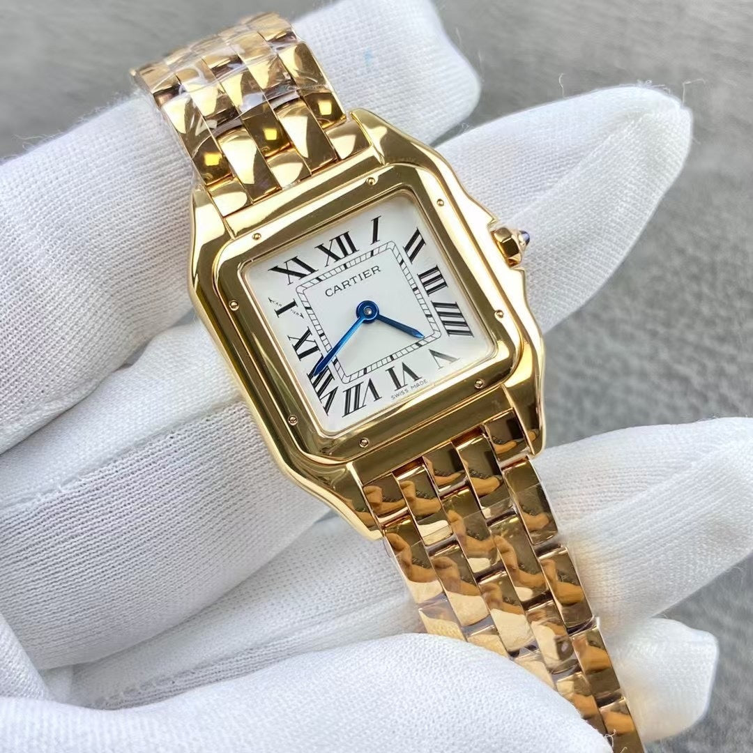 GOLD-TONE SQUARE DIAL WATCH