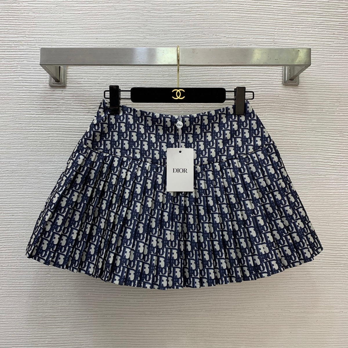 BLUE MONOGRAM PLEATED MINI SKIRT