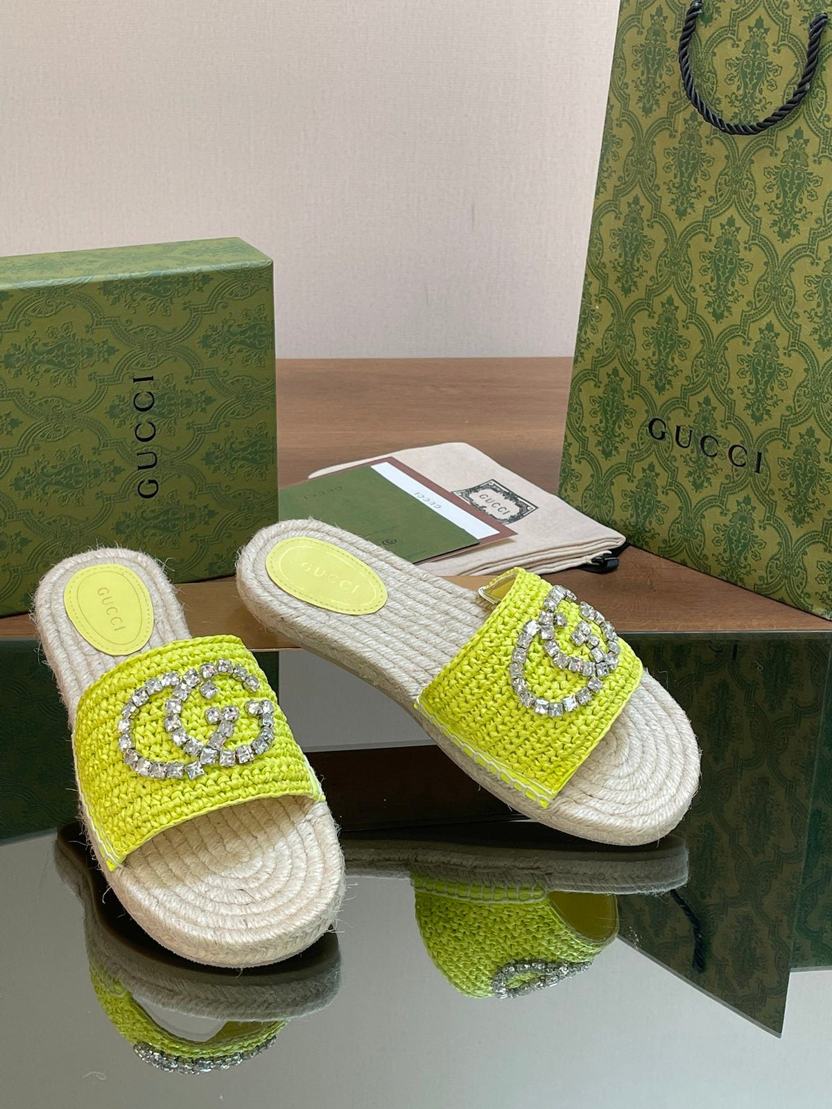 BRAIDED PLATFORM SLIDE SANDALS – NEON LIME
