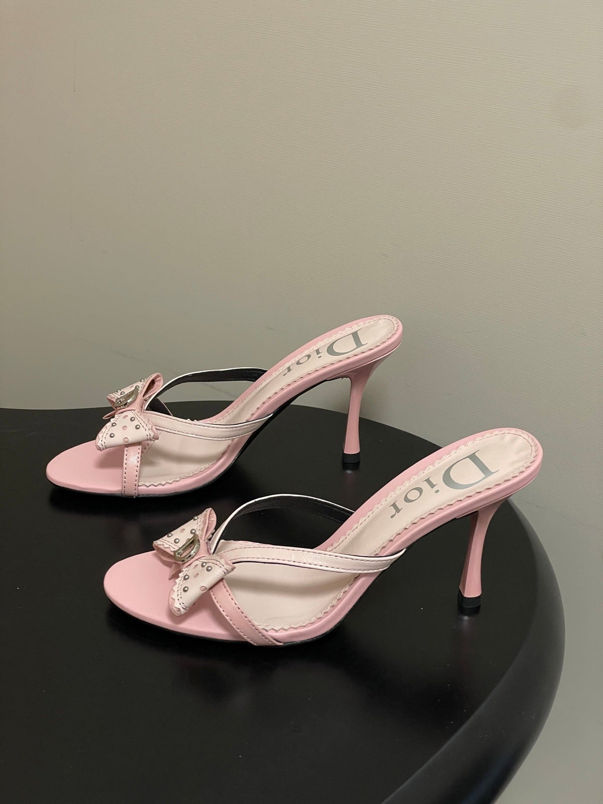 BLUSH PINK BOW DETAIL STRAP STILETTO SANDALS
