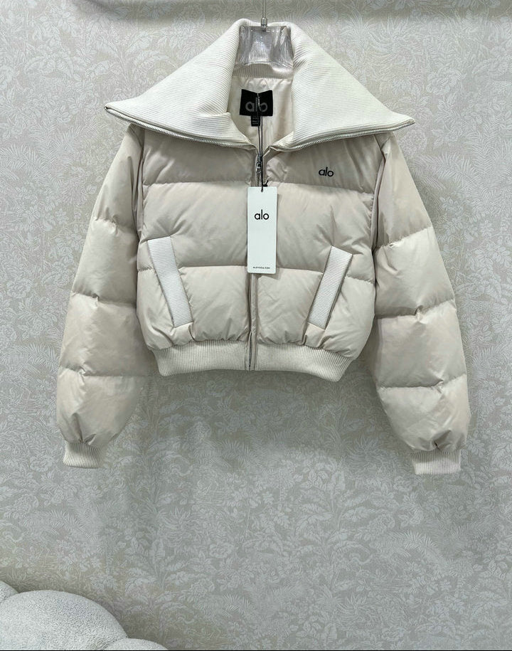 CROPPED PUFFER JACKET WITH HIGH COLLAR