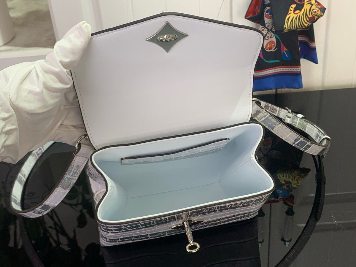 IRIDESCENT EMBOSSED TOP-HANDLE BAG