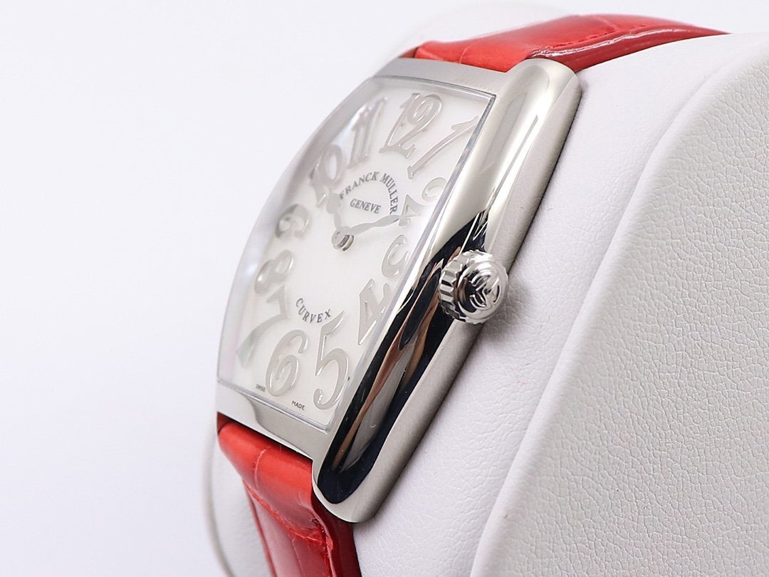 CURVED DIAL LEATHER STRAP WATCH