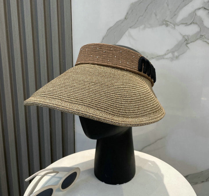 RAFFIA STYLE SUN VISOR WITH FRONT DETAIL