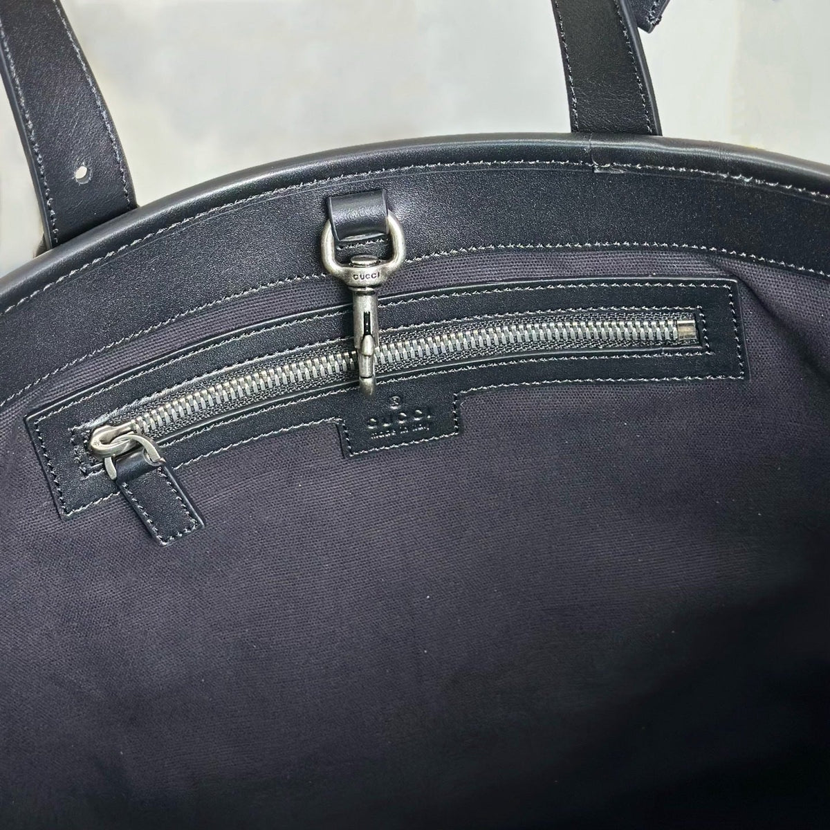 EMBOSSED LEATHER TOTE BAG