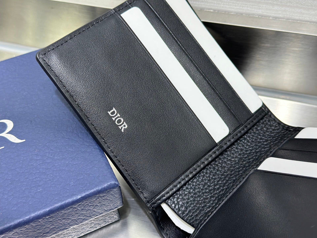 NAVY CANVAS BIFOLD WALLET WITH MONOGRAM PATTERN