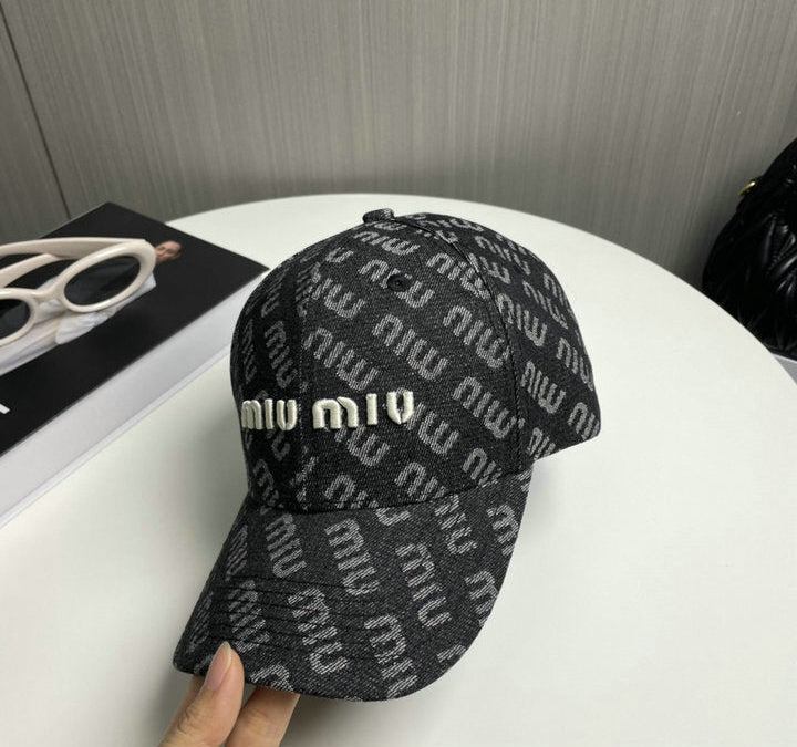BLACK MONOGRAM BASEBALL CAP WITH EMBROIDERED LOGO