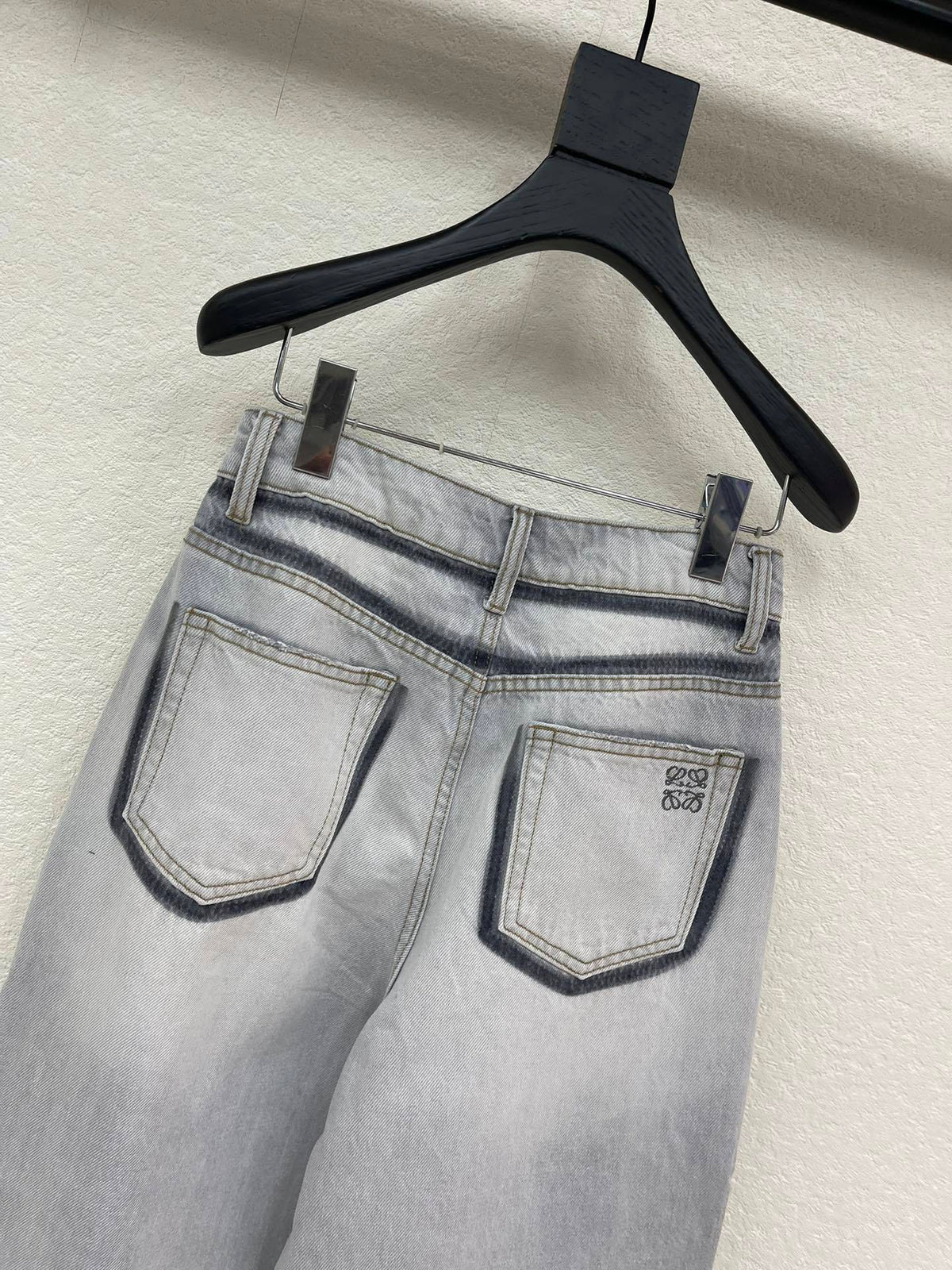 CRYSTAL EMBELLISHED WIDE LEG DENIM JEANS