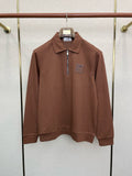 HALF ZIP COLLARED SWEATSHIRT WITH EMBROIDERED DETAIL