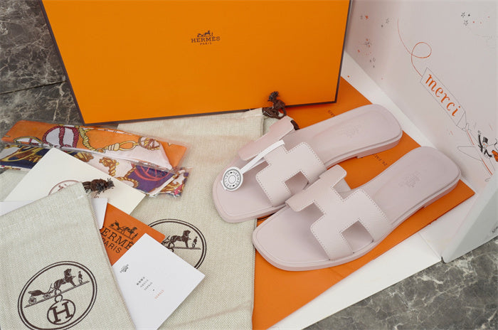 PASTEL H-CUT LEATHER SLIDE SANDALS