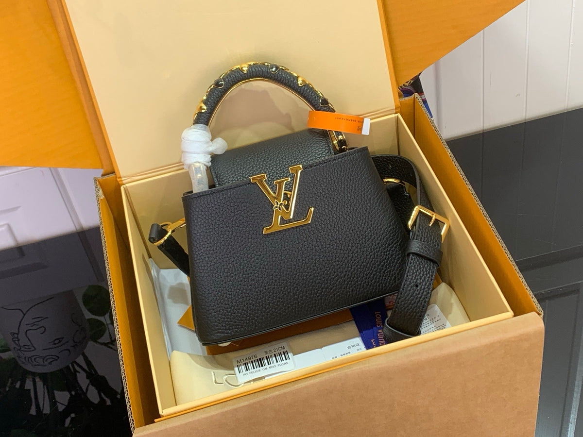STRUCTURED TOP HANDLE BAG WITH GOLD LOGO