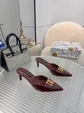 LOGO POINTED TOE MULES – BURGUNDY EDITION