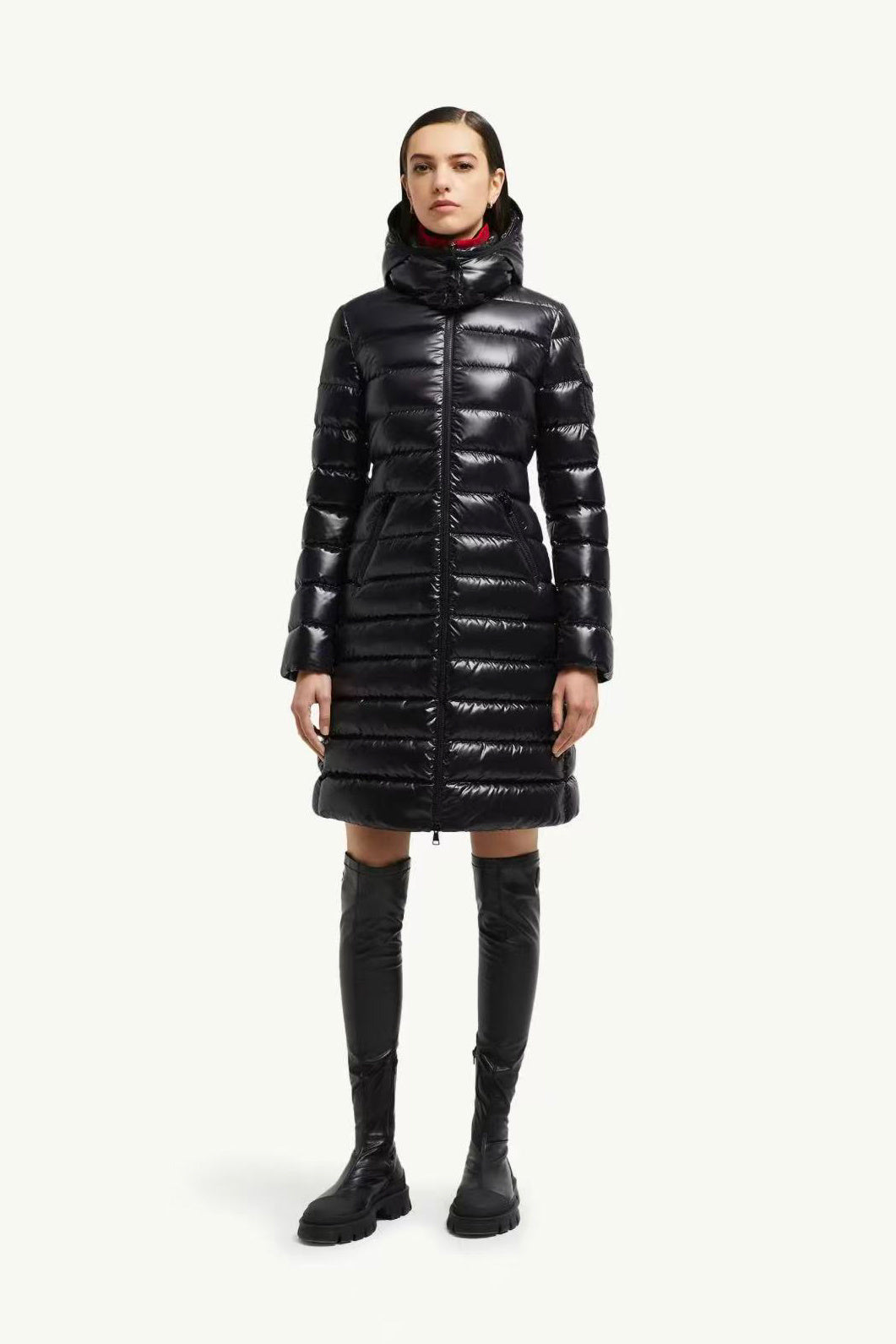 LONG HOODED QUILTED PUFFER COAT
