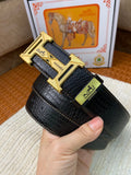 TEXTURED LEATHER BELT – GOLD BUCKLE EDITION