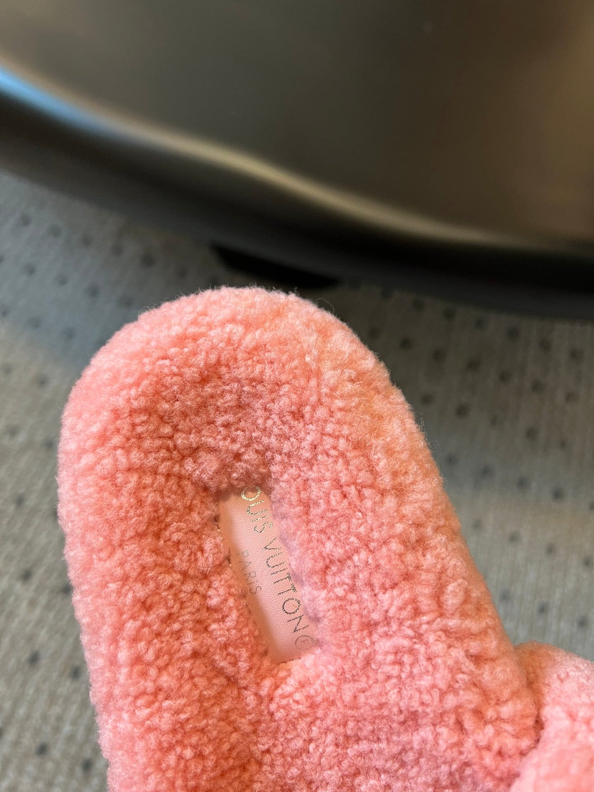 COZY MONOGRAM FUR SLIDE SLIPPERS