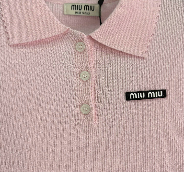 RIBBED KNIT POLO TOP